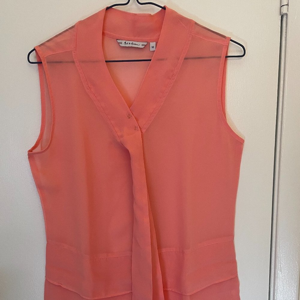 Mast & Harbour (semi sheer peach sleeveless top)
